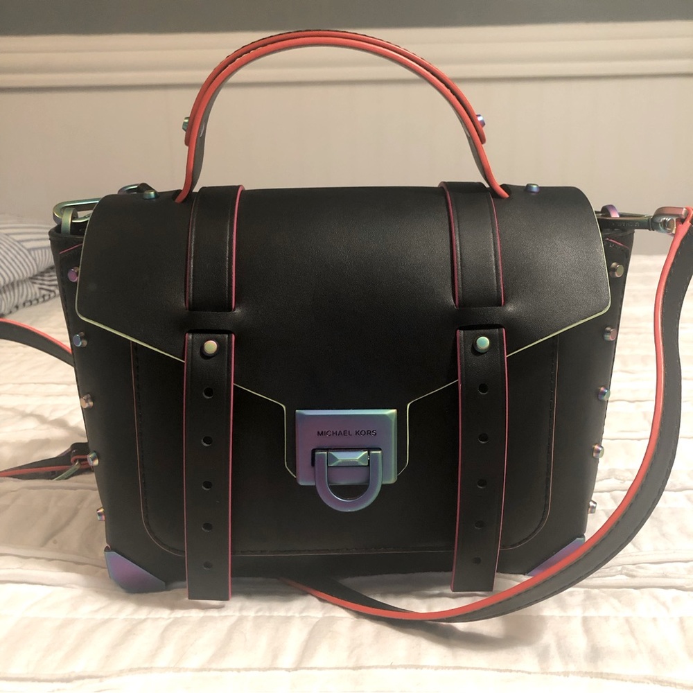 Michael Kors Black Satchel with Multicolor Accents